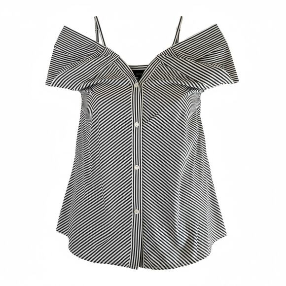 Theory Tops - Theory Hartman Stripe Off Shoulder Button Top Size M NWT $265 Retail
